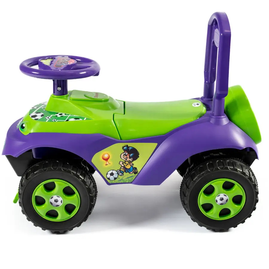 Машина-каталка "Автошка" фиол-зел., с муз.рулем на укр.яз., песня, рас. ПДД, с торм., в пак. 30*60*30см, ТМ Долони, Украина