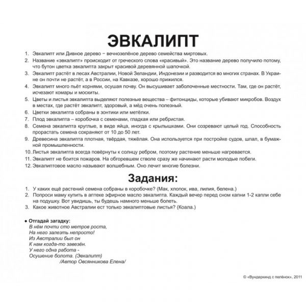 Карточки большие русские с фактами, ламинированные, "Деревья" 20шт, в пак. 16,5*19,5см, Украина, ТМ Вундеркинд с пеленок