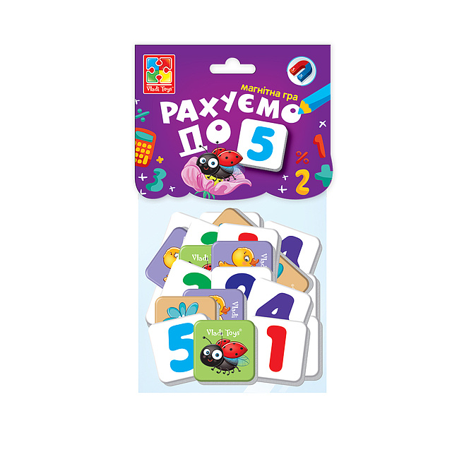 Гра настільна магнітна "Рахуємо до 5", пак. 22*12см, ТМ Vladi Toys, Україна