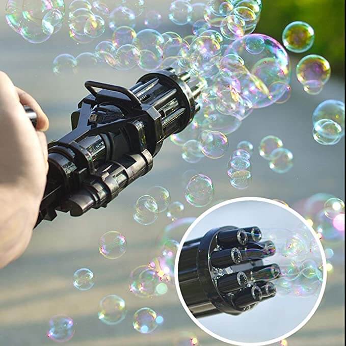 Генератор мыльных пузырей пистолет BUBBLE GUN, 3 вида, бат., в кор. 19,7*7*9,5см (120шт/2)