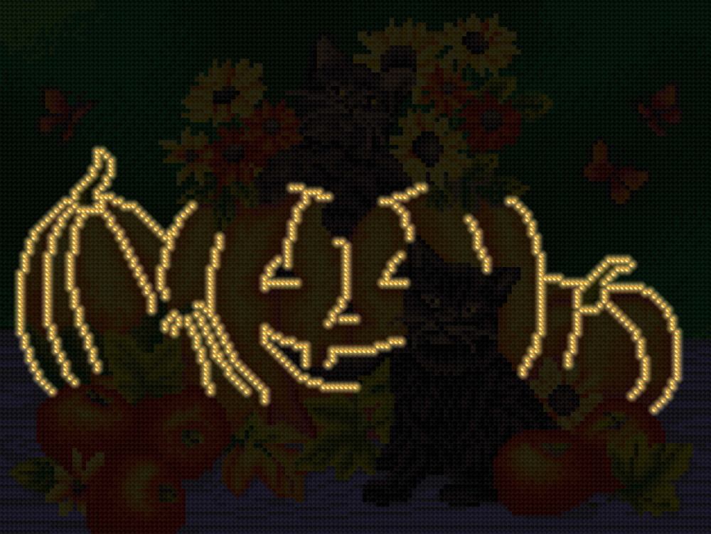 Алмазна неонова мозаїка "Хелловін", 30*40см, без підрамника, в кор. 42*6,5*4см, ТМ Dreamtoys