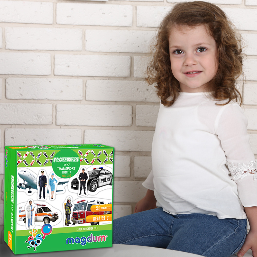 Набор магнитов "Profession and transpotr", 58 магнитов, в кор. 20*20*4см, Украина, Magdum