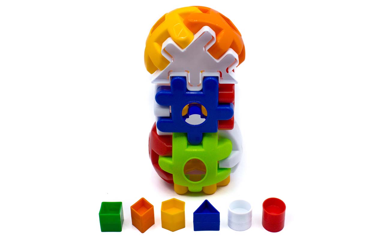 Конструктор - 3Д пазл "Сортер Майстер 1" 19  элементов розвив. цвета, геом.фиг, логика, в пак. 30*19см, ТМ MAXIMUS, Украина