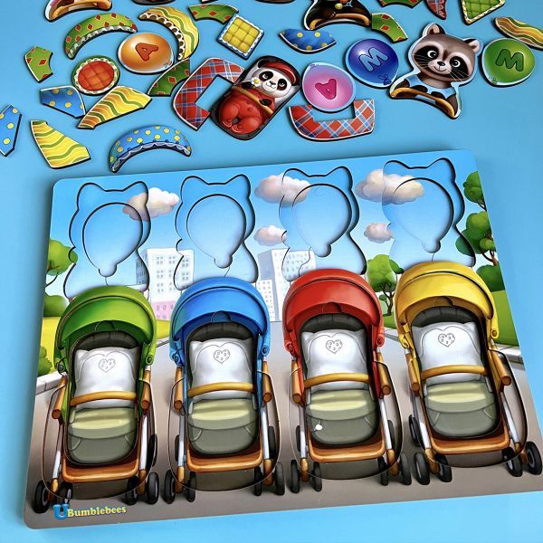 Сортер-вкладыш "Звери в колясках", 32*23см, ТМ UBumblebees, Украина