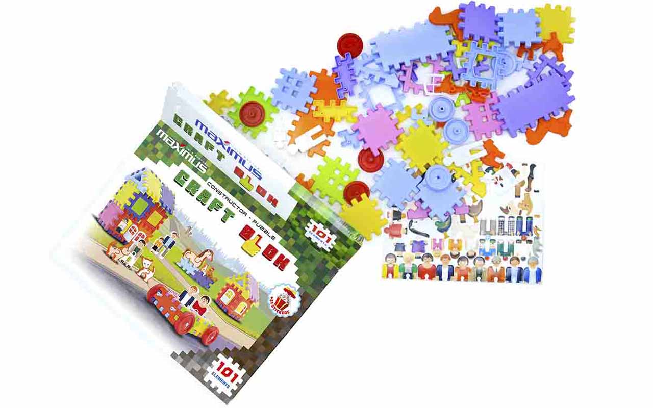 Конструктор Craft Blok 101 эл. с НАКЛЕЙКАМИ, в кор. 40*30*9см, ТМ MAXIMUS, Украина