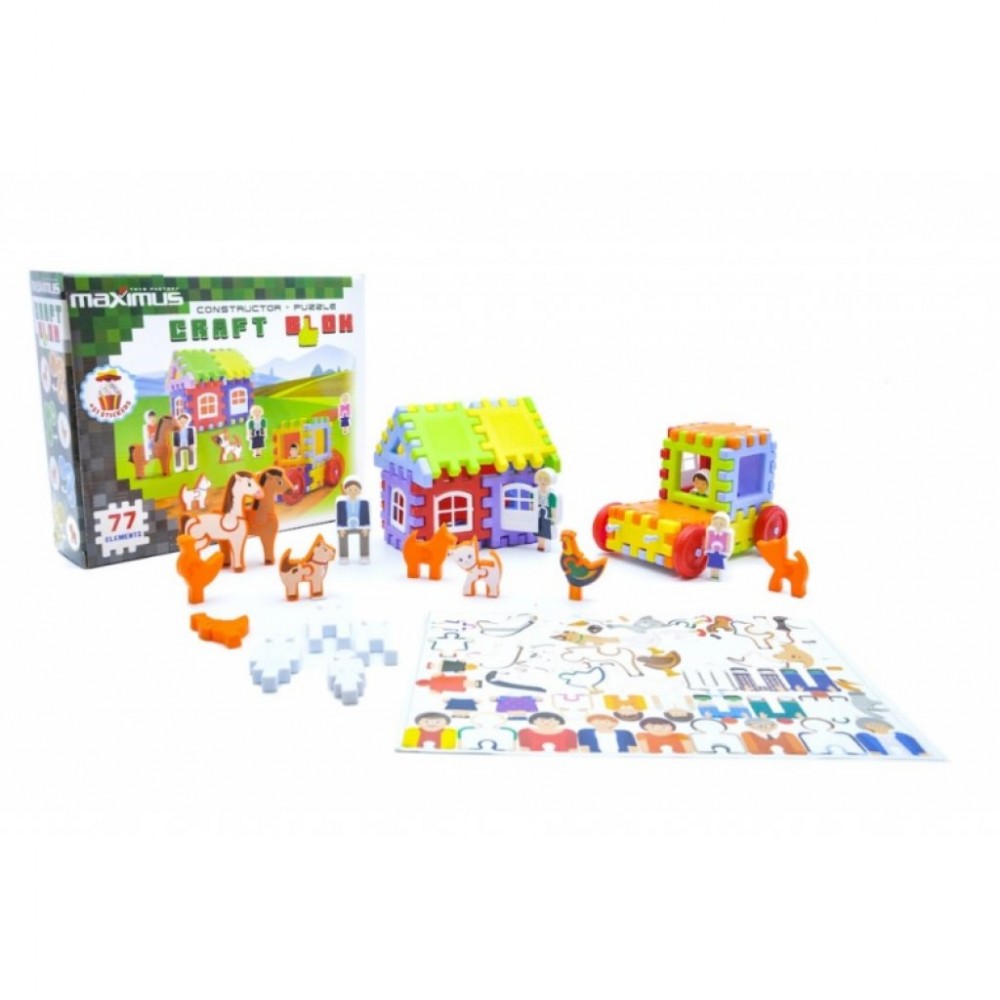 Конструктор Craft Blok 101 эл. с НАКЛЕЙКАМИ, в кор. 40*30*9см, ТМ MAXIMUS, Украина