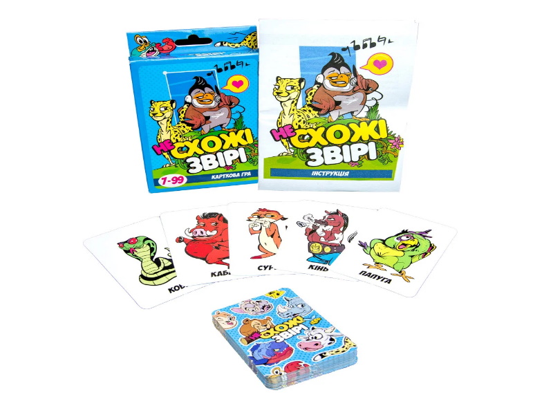 Гра настільна "Несхожі звірі", укр., у кор. 9,1*11,5*2,2см, ТМ Стратег, Україна