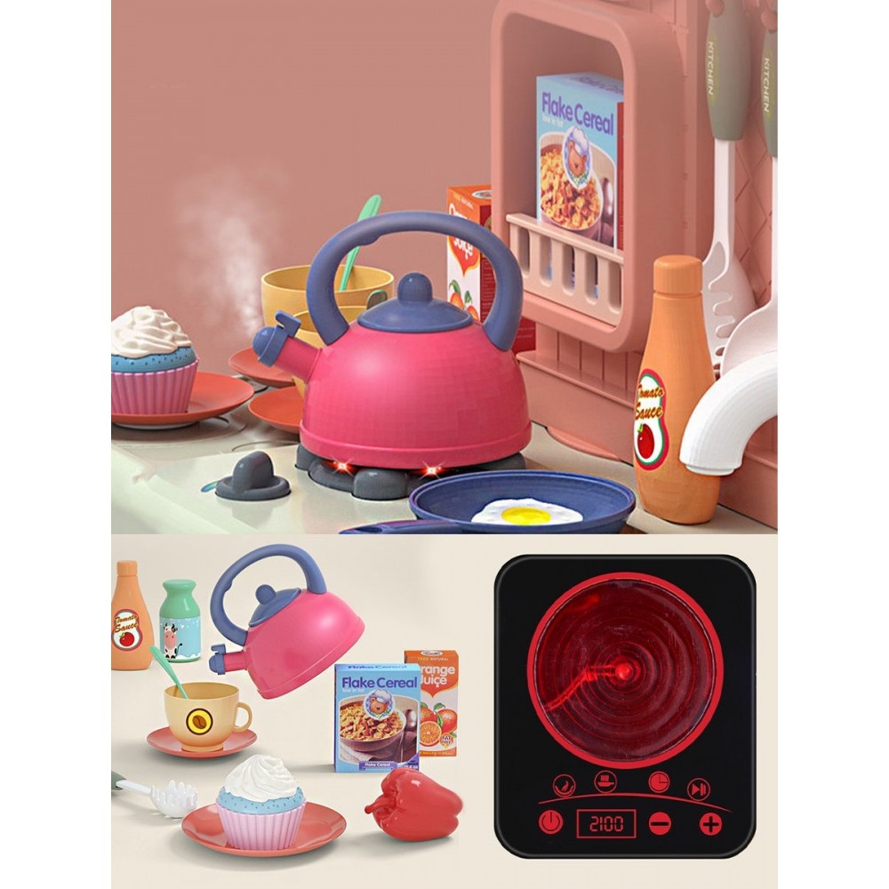 Кухня плита, LIMO TOY мойка, посуда, продукты, звук, свет, пар, 2 цвета, бат., в кор. 46,5*35*14см (10шт)