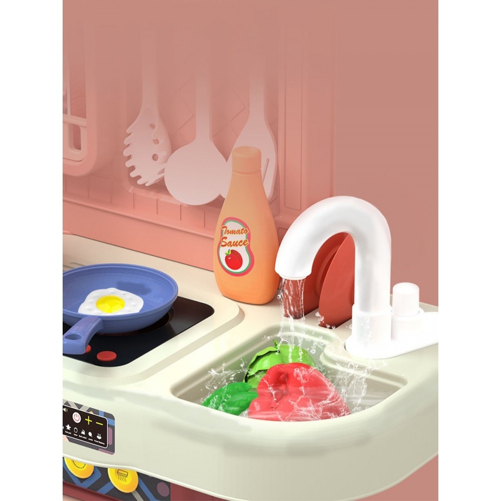 Кухня плита, LIMO TOY мойка, посуда, продукты, звук, свет, пар, 2 цвета, бат., в кор. 46,5*35*14см (10шт)