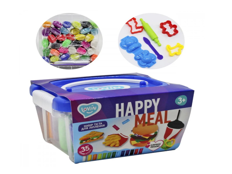 Набір тіста для ліплення Happy meal TM Lovin, 35стиків, у пластиковому боксі, 20*17*11см (6шт)