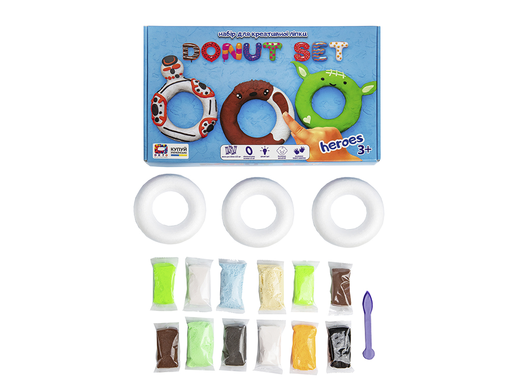 Набор для лепки TM Moon Light Clay Donut Set HEROES легкий пластилин, в кор. 32*19*3см (7шт)