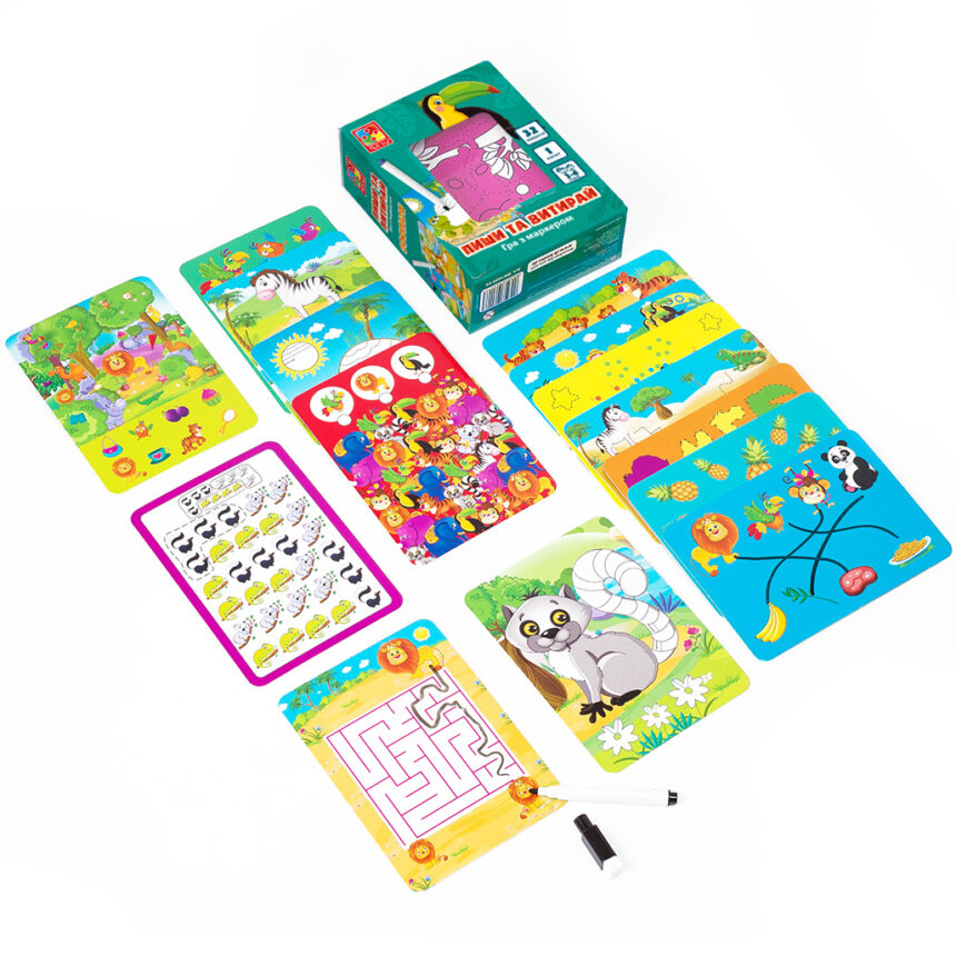 Игра настольная "Пиши та витирай. Зоопарк" (укр), в кор. 17*13*6см, ТМ Vladi Toys, Украина