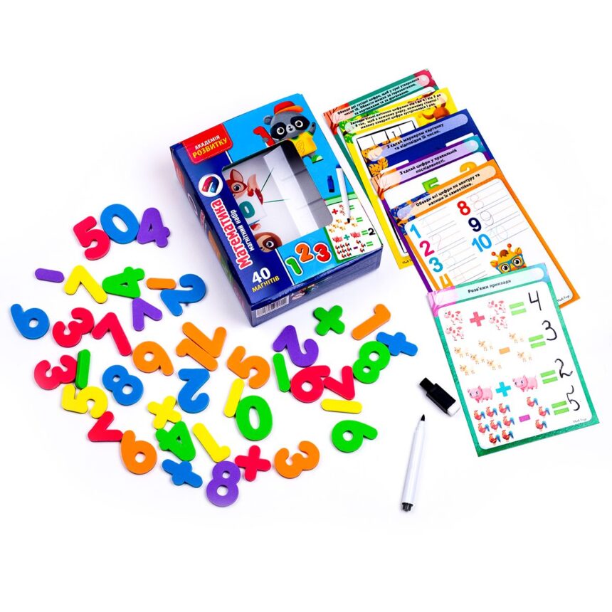 Магнитный набор "Математика с маркером" (укр), в кор. 17*13*6см, ТМ Vladi Toys, Украина