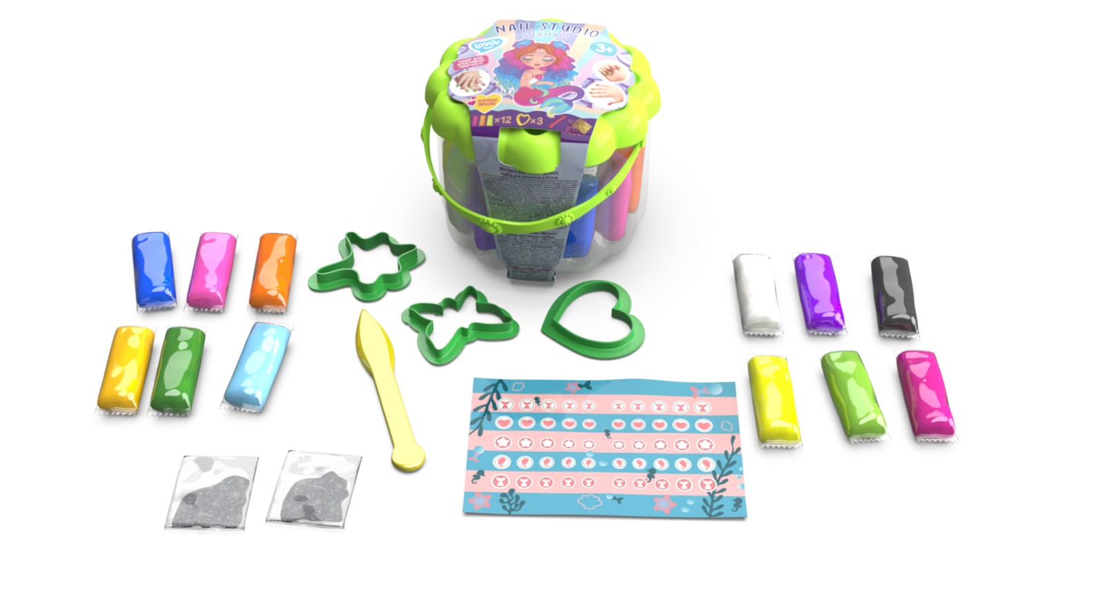 Набір тіста для ліплення Mermaid Nail studio Lovin, пласт. бокс 9*12см (12шт)