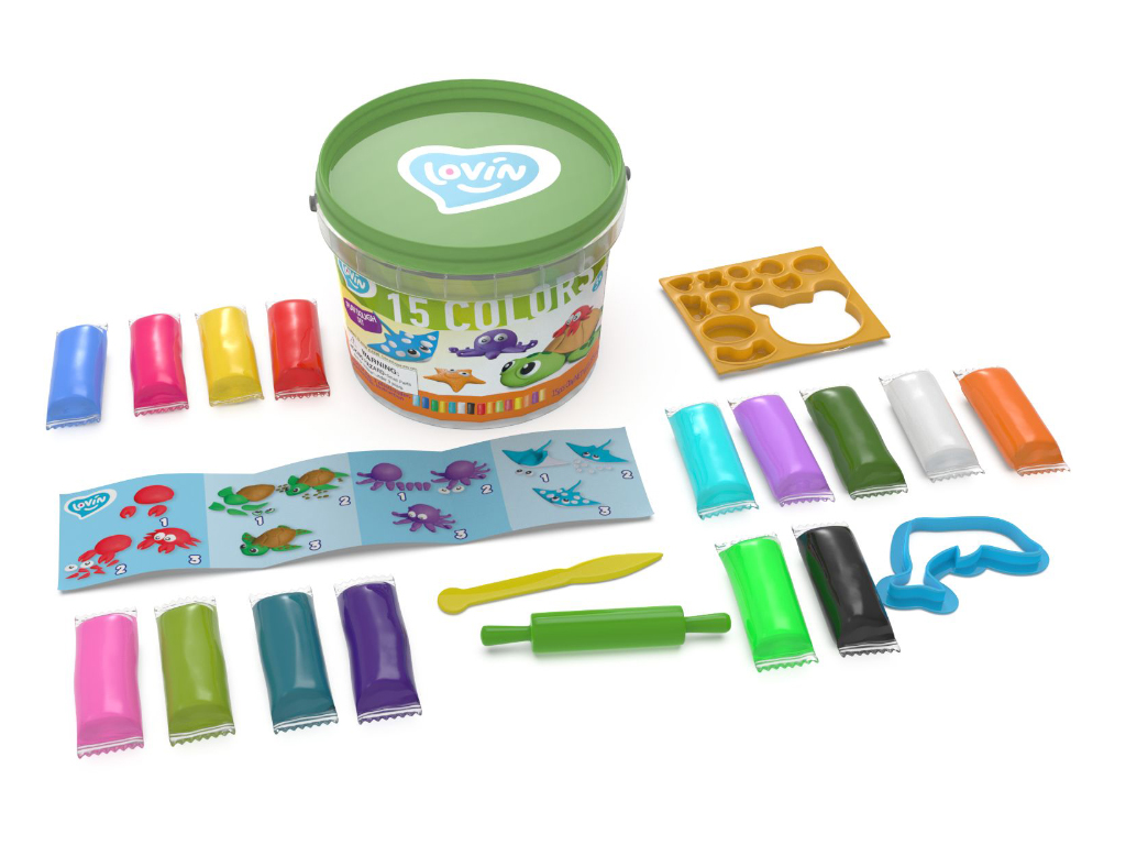 Набор теста для лепки "Морські мешканці" TM Lovin, ведро 13*12см (12шт)