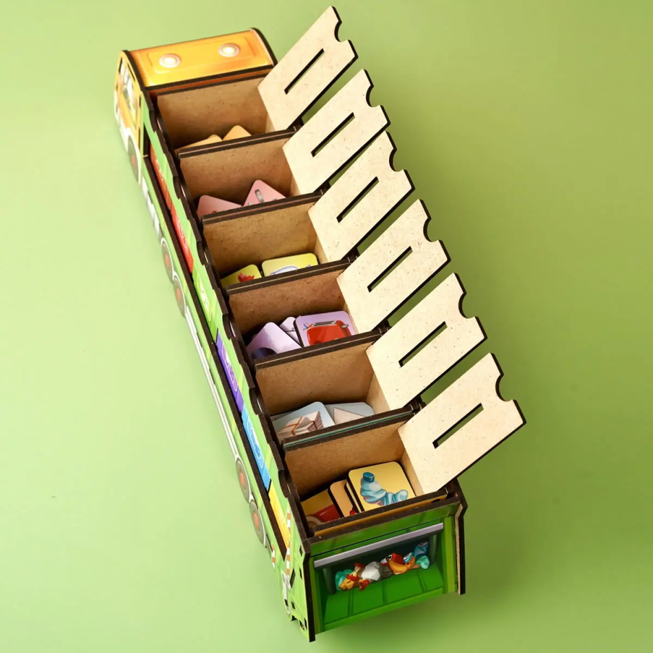 Дерев'яний сортер комодик "Сортировка мусора: мусоровоз", планш. 39*9*10см, ТМ UBumblebees, Україна