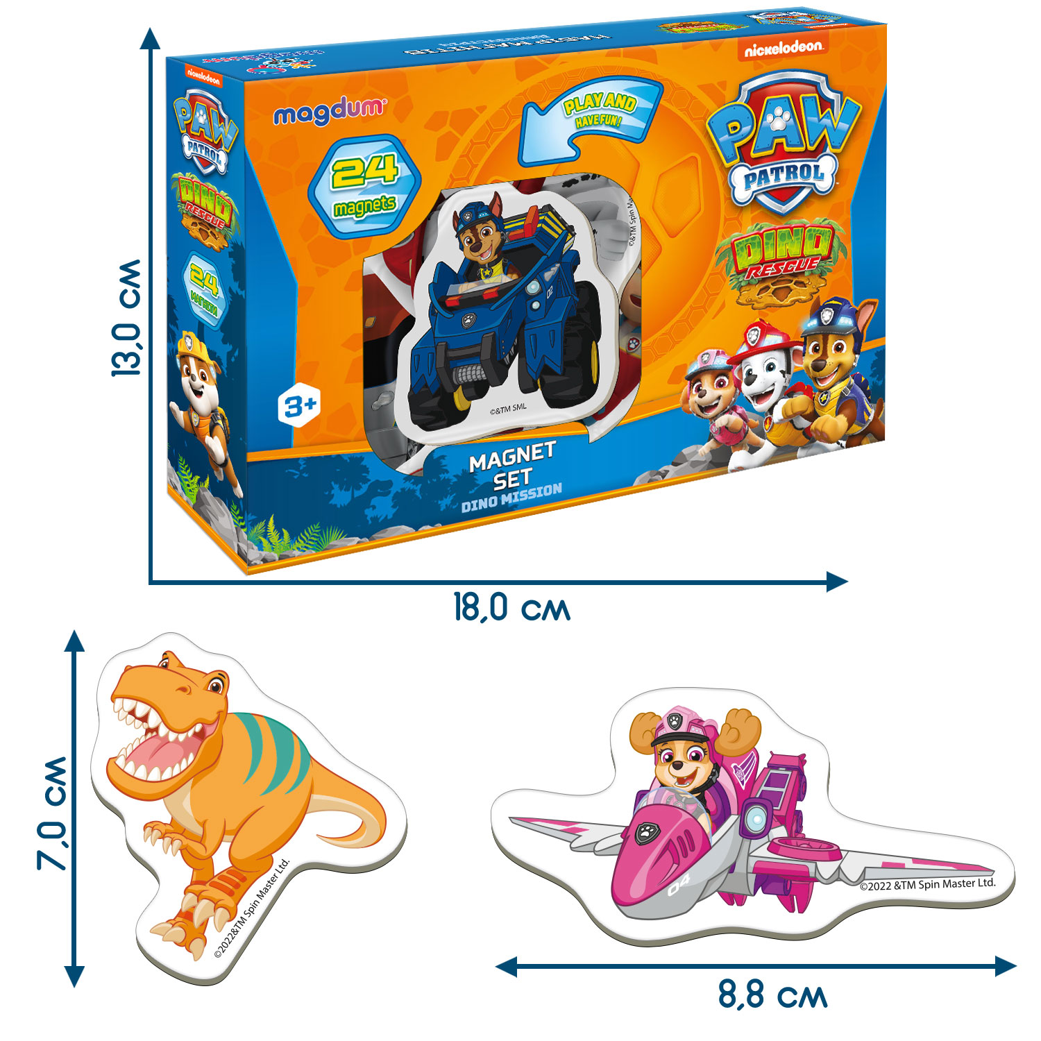 Набір магнітів Щенячий патруль "Диномісія", у кор. 18,5*13*4см, Україна, Magdum