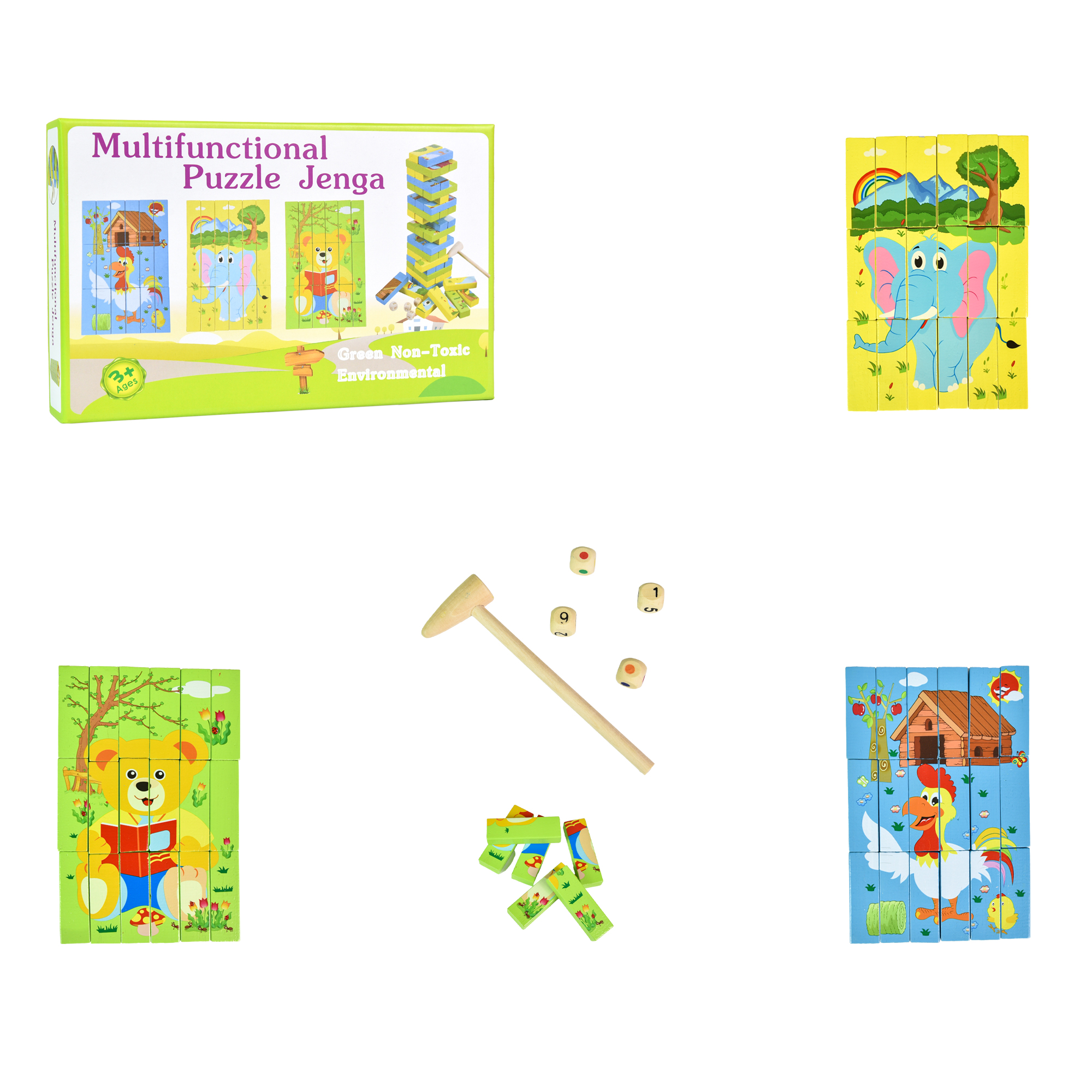 Деревянная джанга-пазл Multifunctional Puzzle Jenga, в кор. 25*16*4см, ТМ Стратег, Украина