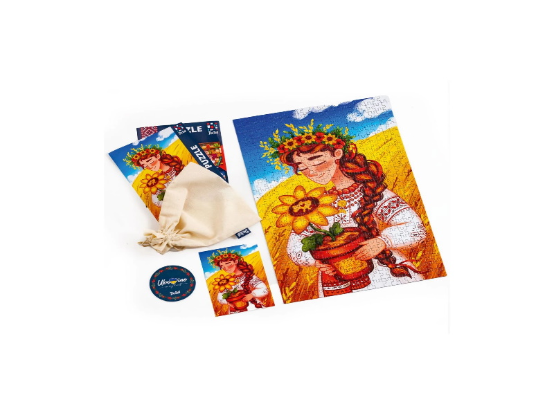 Пазли Puzzle "Ukrainian girl with the sunflower", 500 ел., у кор. 26*26*6см. ТМ Vladi Toys, Украиїна