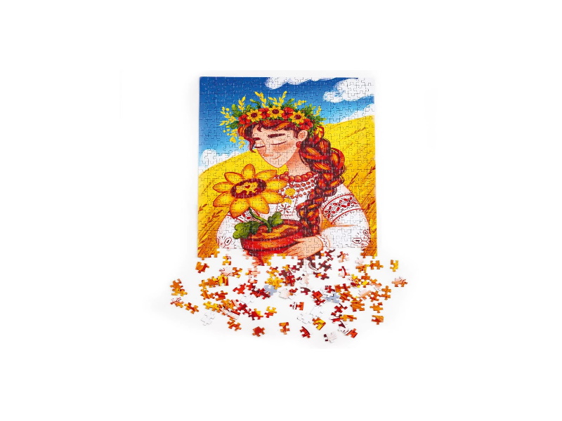 Пазли Puzzle "Ukrainian girl with the sunflower", 500 ел., у кор. 26*26*6см. ТМ Vladi Toys, Украиїна