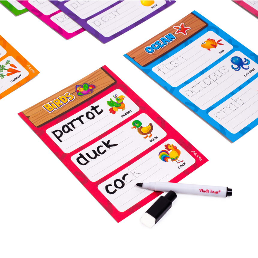 Игра развивающая обучающая с маркером Академия развития "Пиши и вытирай. Первые английские слова" (укр), ТМ Vladi Toys, Украина