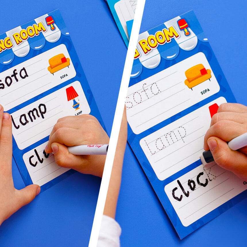 Игра развивающая обучающая с маркером Академия развития "Пиши и вытирай. Первые английские слова" (укр), ТМ Vladi Toys, Украина