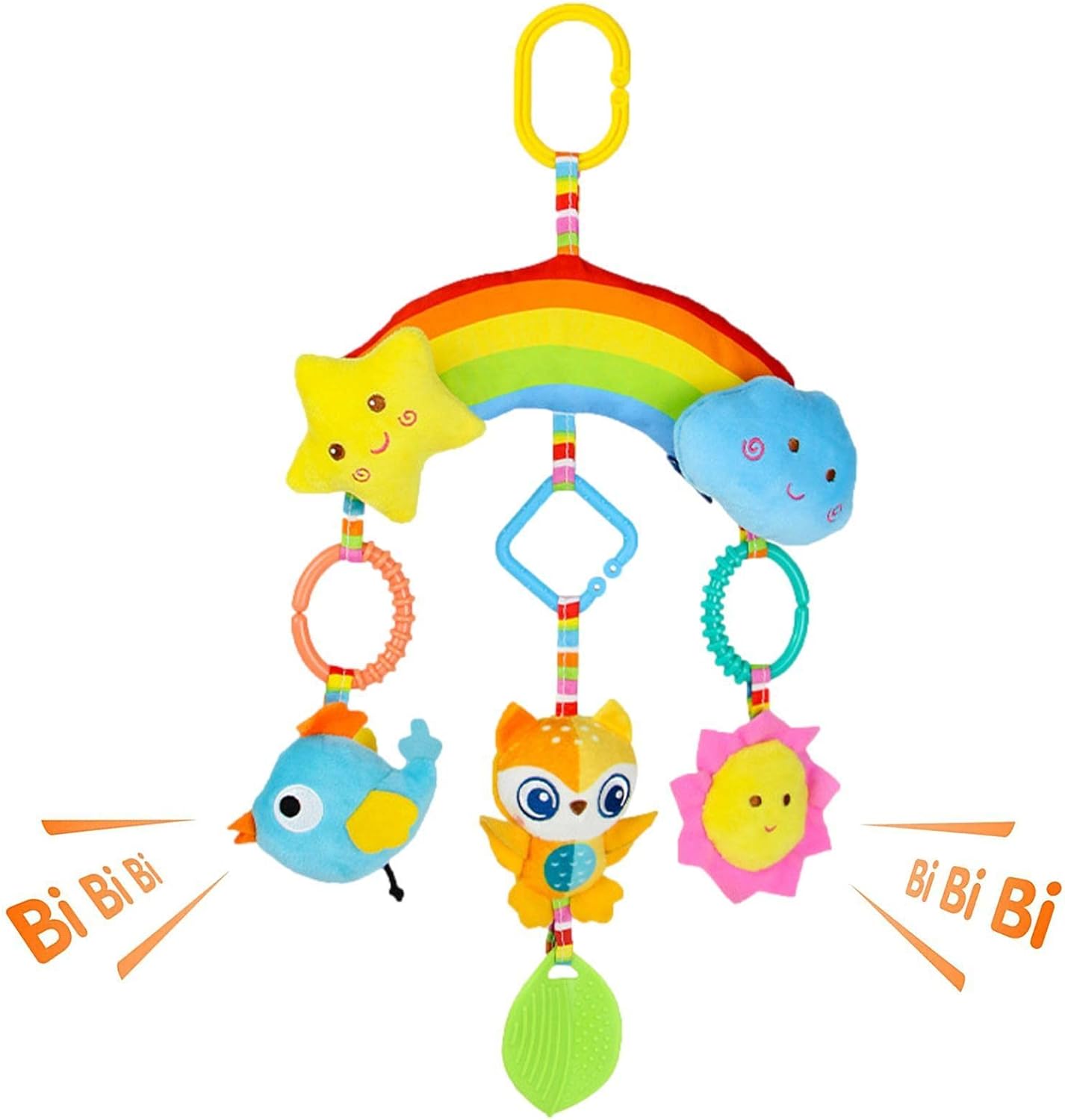 Подвеска на коляску 43см, животные, LIMO TOY погремушка, пискавка, плюш, 2 вида, пак. 25*15*6см (30шт)