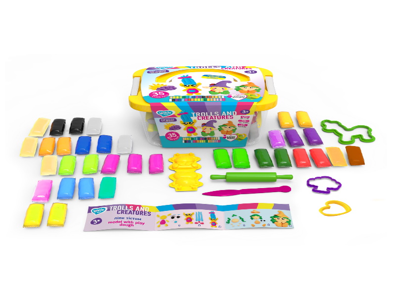 Набір для ліплення з тістом Trolls and creatures box, в кор. 18*13*10см, ТМ Lovin (6шт)