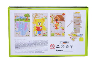 Дерев'яна розвиваюча гра "Пазл-Дженга", укр., в кор. 25*15*4см, ТМ Стратег, Україна