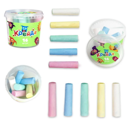 Мел 16шт разноцветный, большой круглый, ведро 13*10*10см, ТМ Стратег, Украина