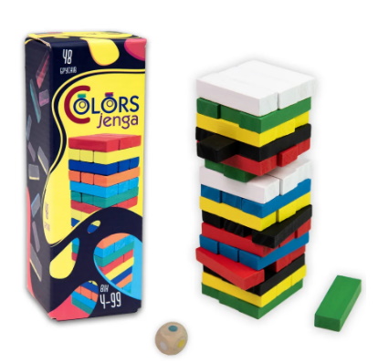 Настільна гра Colors Jenga 48 брусків укр. мова, в кор. 5,5*5,5*15,5см, ТМ Стратег, Україна
