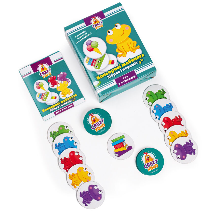 Игра настольная развлекательная Crazy Koko "Кольорові жабенята" (укр), ТМ Vladi Toys, Украина