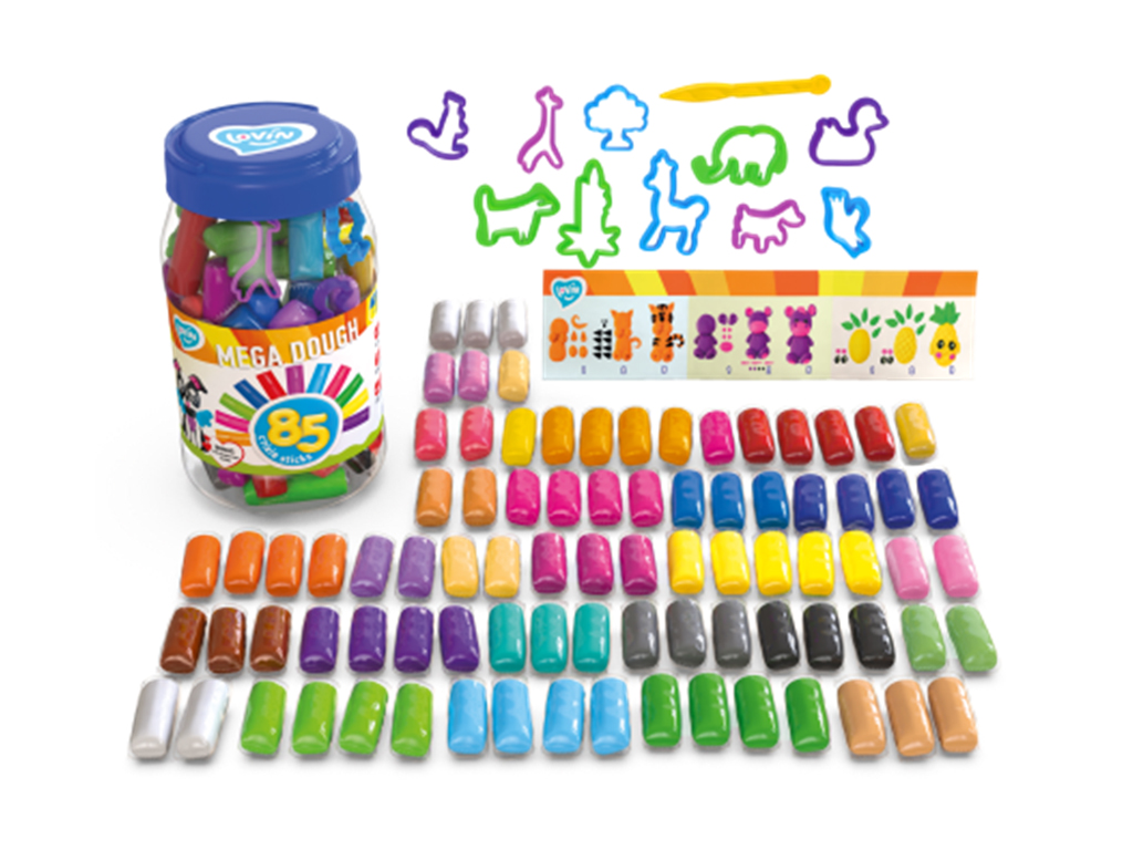 Набор для лепки с тестом Mega dough 85 sticks TM Lovin, банка 25*15*15см (4шт)