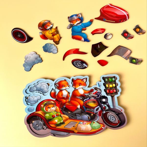 Многослойные вкладки "Лисенята на мотоциклі", 31*24см, ТМ UBumblebees, Украина