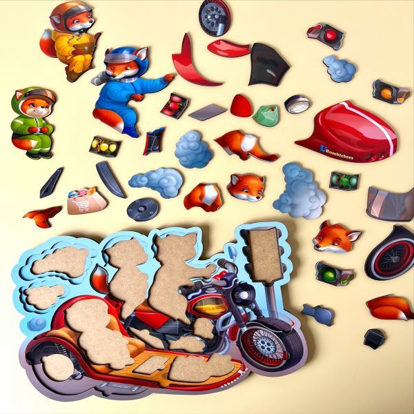 Многослойные вкладки "Лисенята на мотоциклі", 31*24см, ТМ UBumblebees, Украина