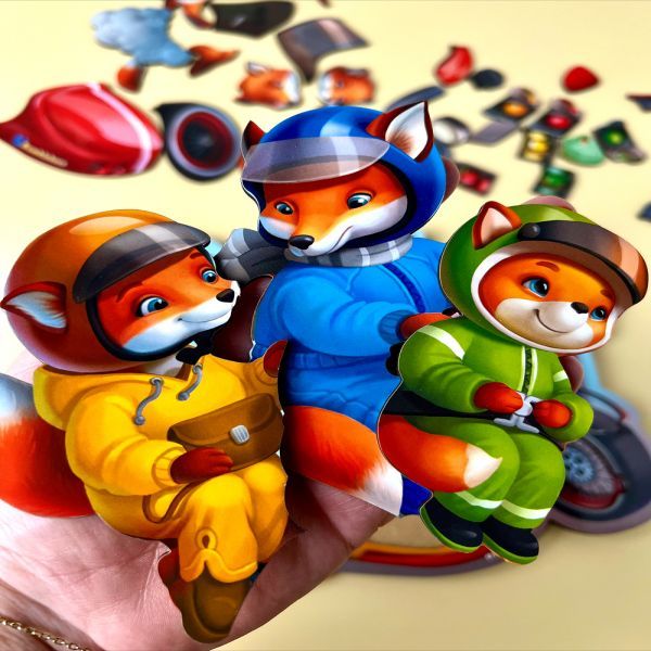 Многослойные вкладки "Лисенята на мотоциклі", 31*24см, ТМ UBumblebees, Украина