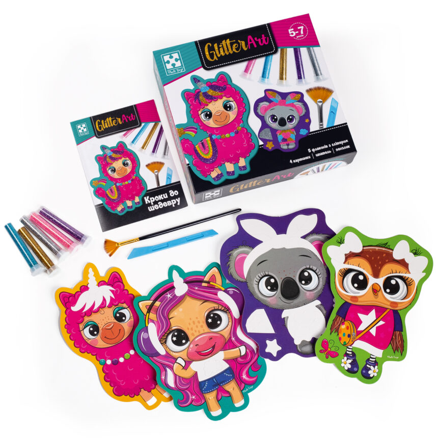 Набір для творчості  "Glitter Art. Блискучі звірята", укр., в кор. 21*21*5см, ТМ Vladi Toys, Україна