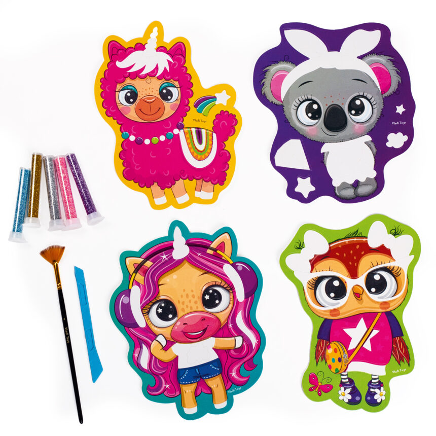 Набір для творчості  "Glitter Art. Блискучі звірята", укр., в кор. 21*21*5см, ТМ Vladi Toys, Україна