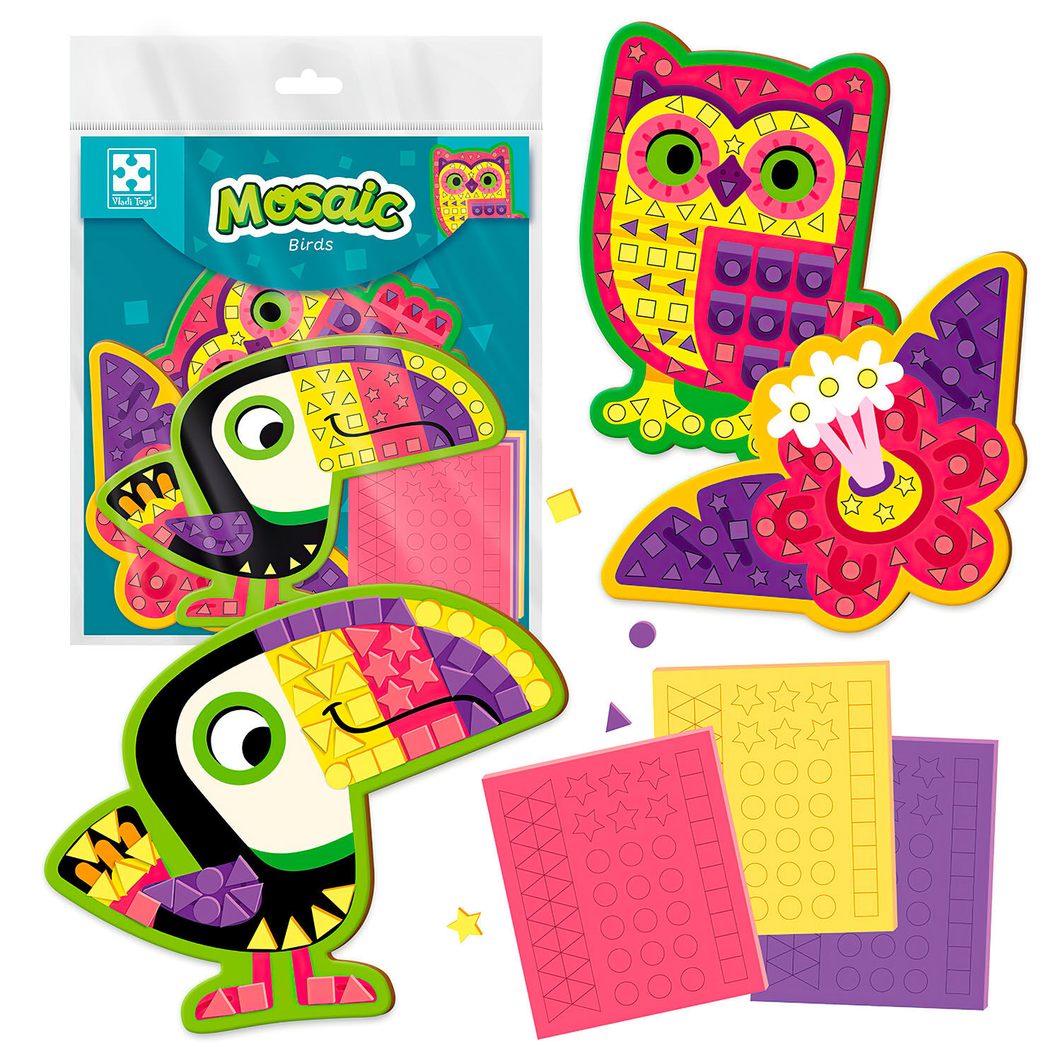 Мягкая мозаика "Птахи", укр., пак. 23*21см, ТМ Vladi Toys, Украина