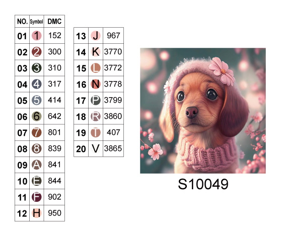 Алмазная мозаика "Щенок в шапочке с цветами" 20*20см, на рамке, в кор.21*21*2,5см, ТМ Dreamtoys