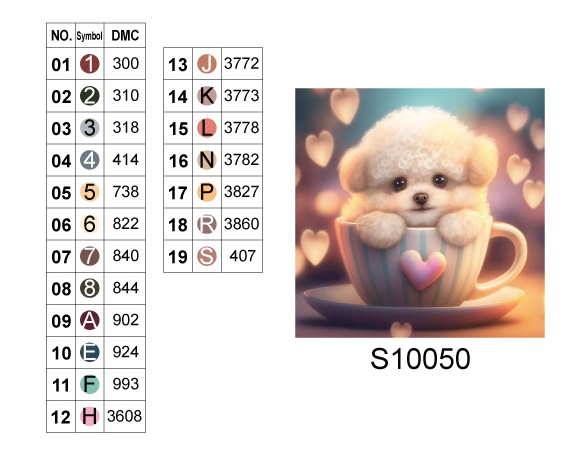 Алмазная мозаика "Щенок в чашке с сердцем" 20*20см, на рамке, в кор.21*21*2,5см, ТМ Dreamtoys