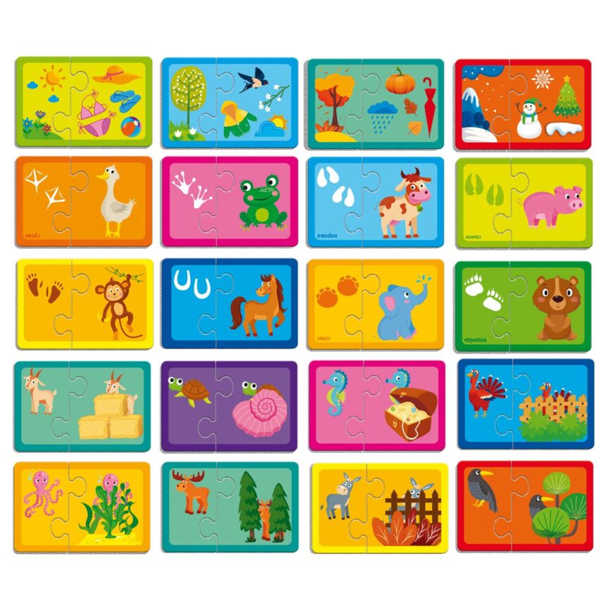 Пазлы "Знайди пару. Пори року. Чиї сліди? Хто заховався" (укр), ТМ Vladi Toys, Украина