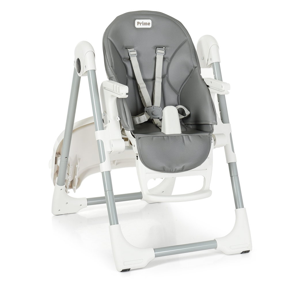 Стульчик EL CAMINO PRIME Gray для кормления, 2 колеса, регул.высота и спинка, экокожа, серый, в кор. 60*57*30см (1шт)