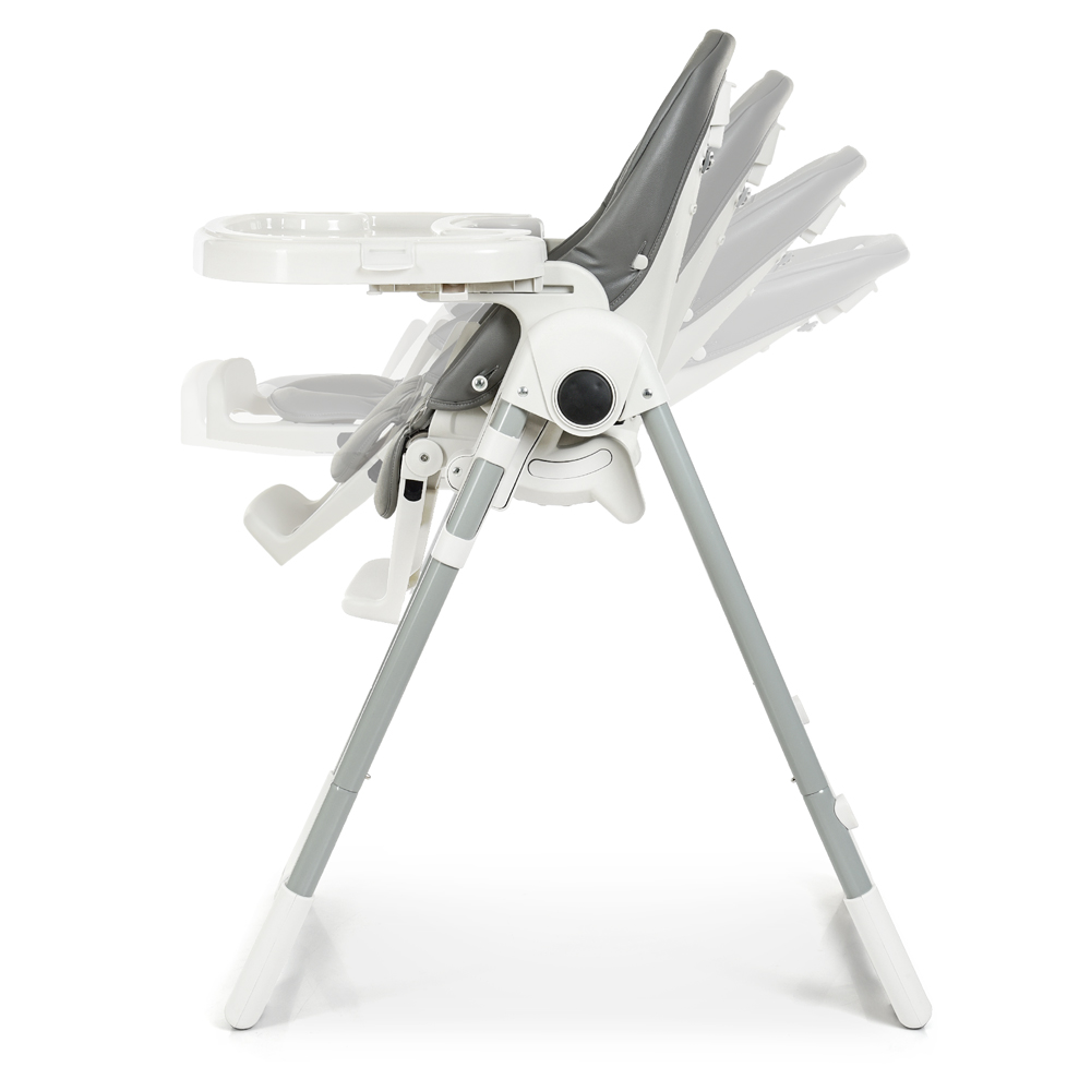 Стульчик EL CAMINO PRIME Gray для кормления, 2 колеса, регул.высота и спинка, экокожа, серый, в кор. 60*57*30см (1шт)