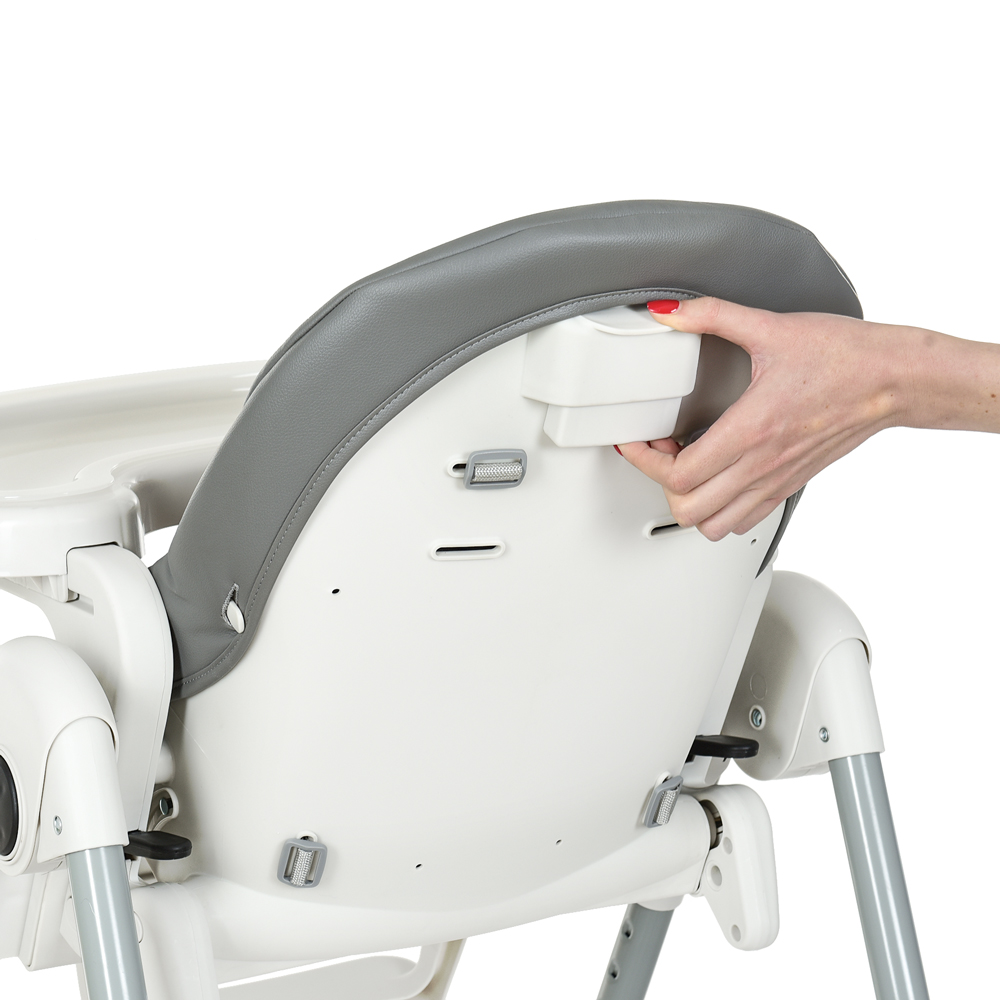 Стульчик EL CAMINO PRIME Gray для кормления, 2 колеса, регул.высота и спинка, экокожа, серый, в кор. 60*57*30см (1шт)