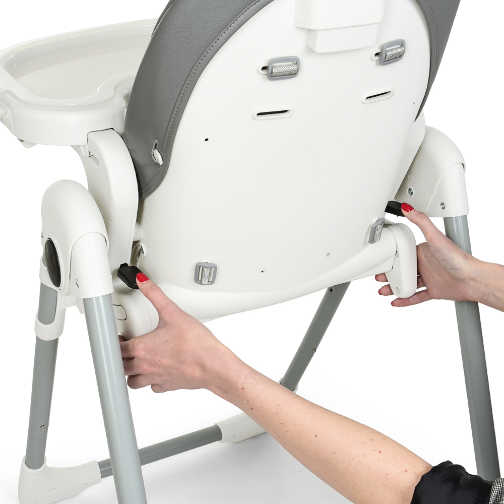 Стульчик EL CAMINO PRIME Gray для кормления, 2 колеса, регул.высота и спинка, экокожа, серый, в кор. 60*57*30см (1шт)