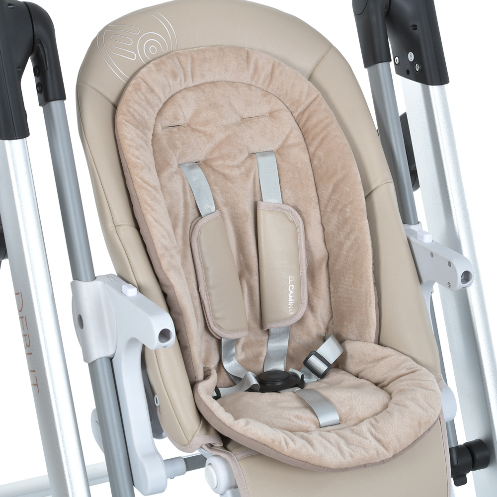 Стульчик-качеля EL CAMINO DEBUT Elegant Beige р/у, эл. привод, для корм., 5 точ.рем., тайм.,муз.,беж, в кор. 95*50*30см (1шт)