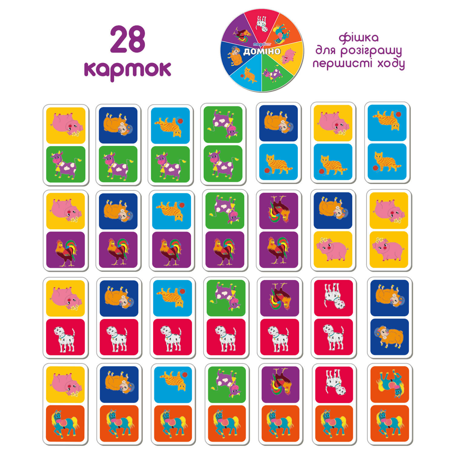 Гра настільна розвиваюча "Доміно Тварини", в кор. 18*12*6см, Україна, Magdum