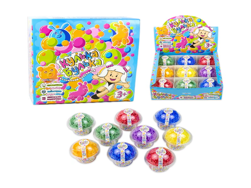 Пластилін кульковий "Кулька Булька" 0,010кг, ЦІНА ЗА УП. 9ШТ, в асортименті, в кор. 23*23*7см, ТМ Стратег, Україна