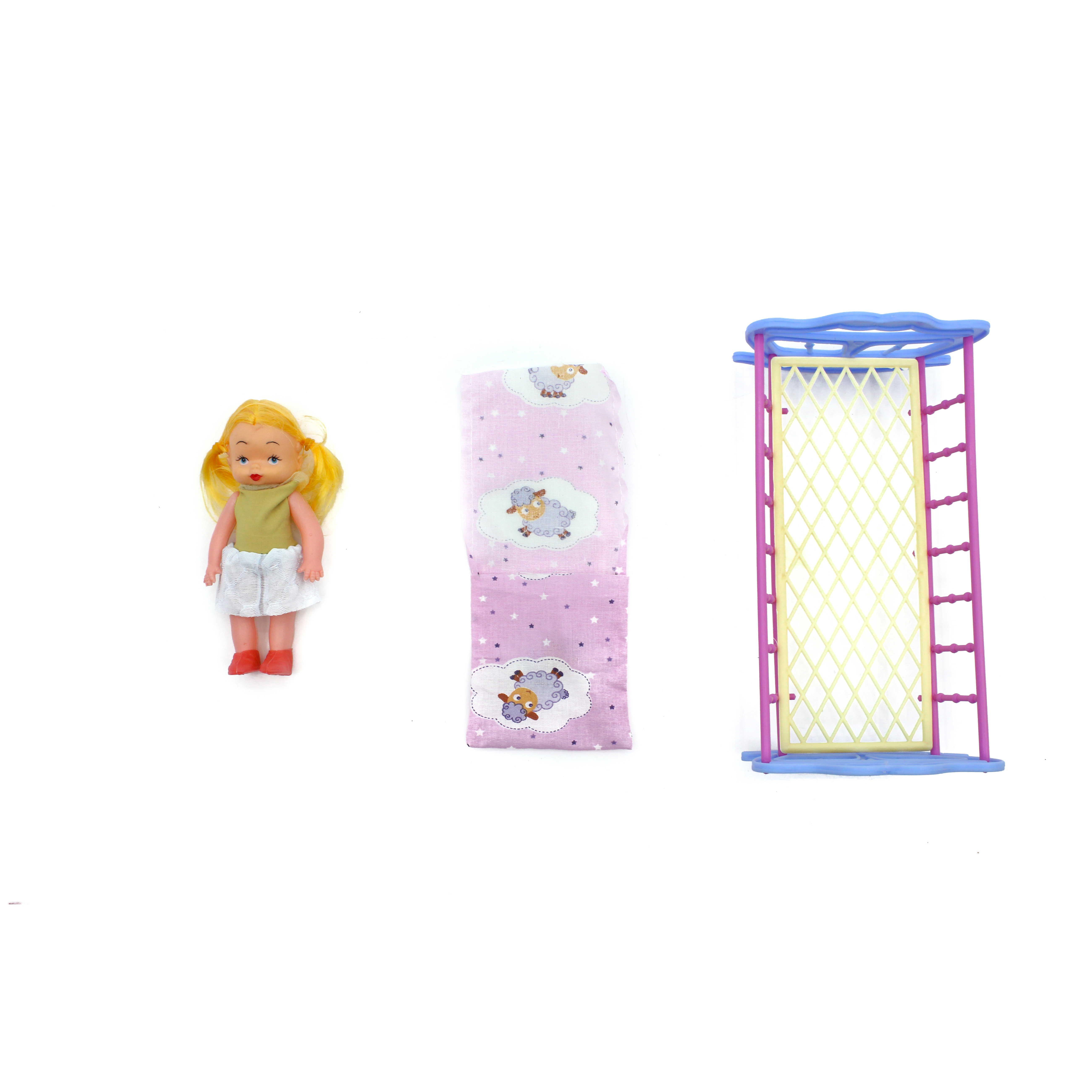 Кроватка с куклой и тканью, в сетке 21*10см, ТМ MAXIMUS, Украина